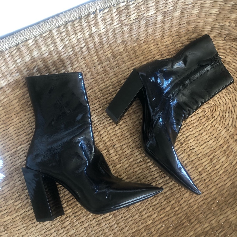 Balenciaga Square toe patent Leather Ankle Boots